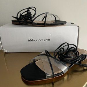 New In Box ALDO Candid Black Strappy Sandals, Sz 8